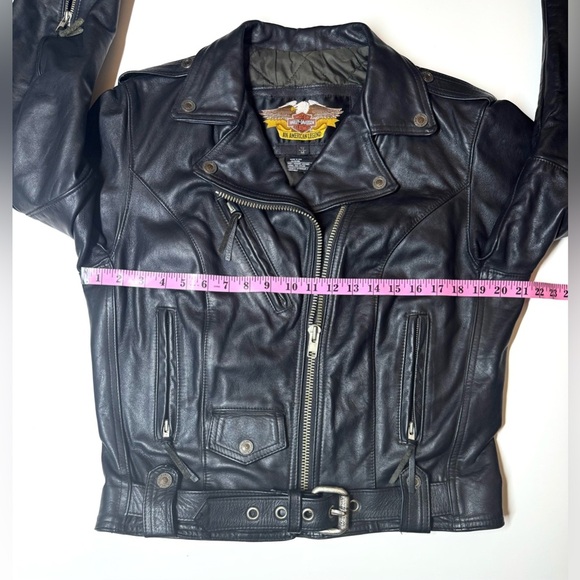Harley Davidson Women’s Vintage Black Leather Moto Biker Jacket Size- Medium - Picture 4 of 10
